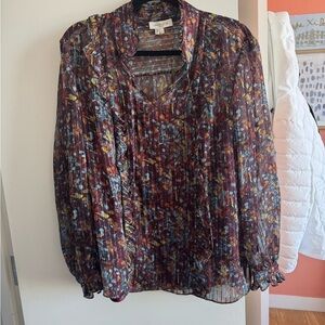 Lafayette 148 New York Floral Ruffle Blouse